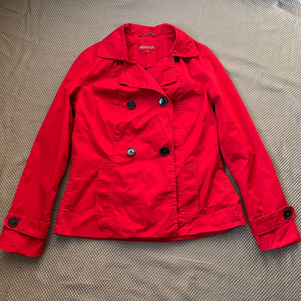 Red cotton peacoat